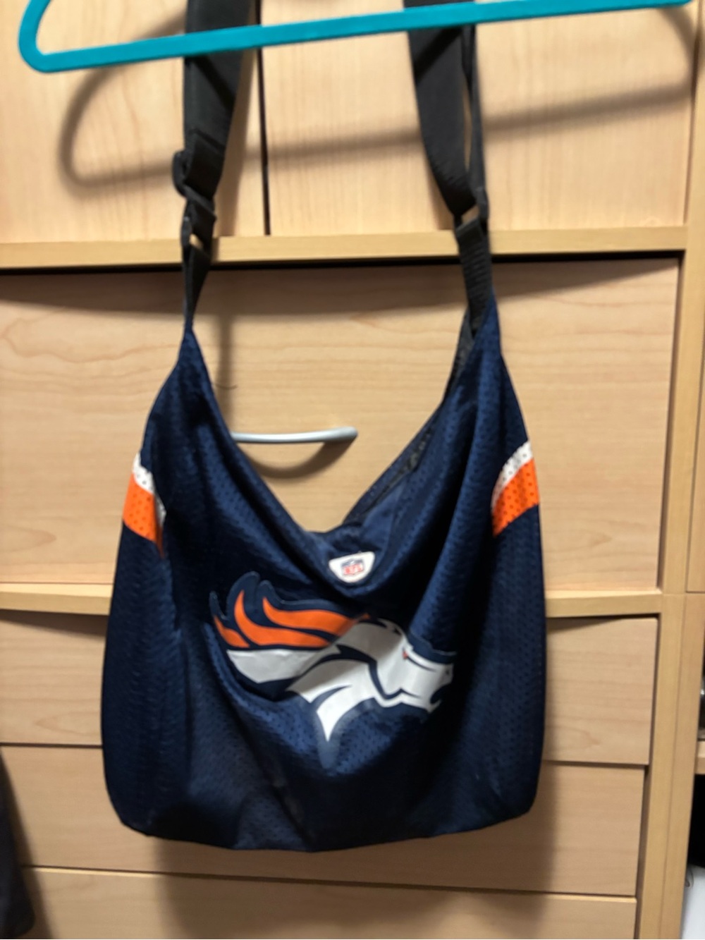 NFL Navy and Orange Denver Broncos Logo Hobo Bag